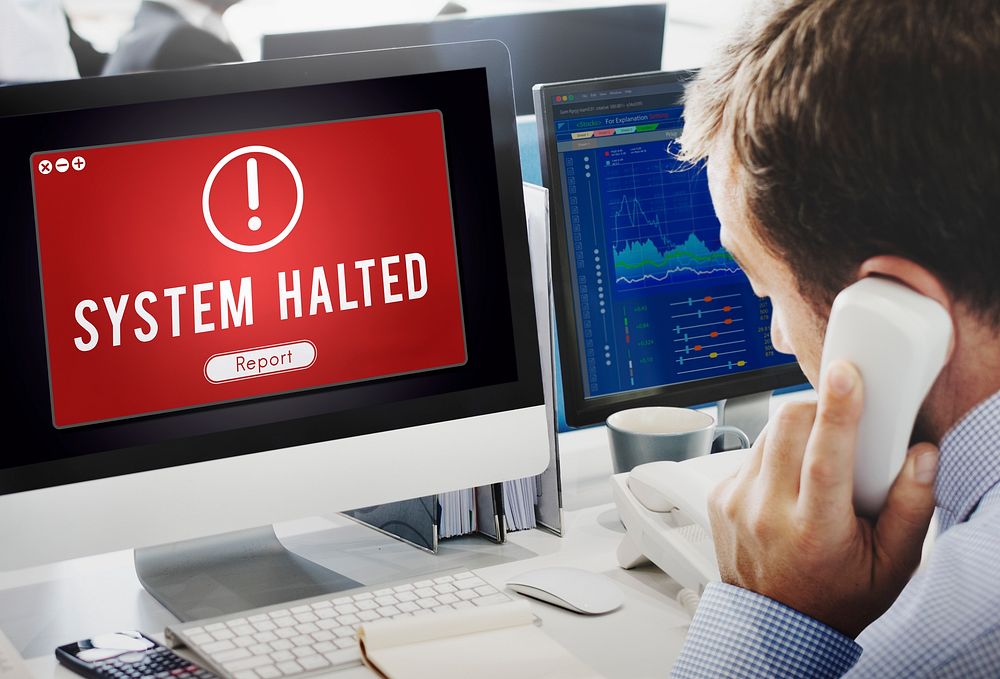 System Halted Network Problem Technology Software Concept