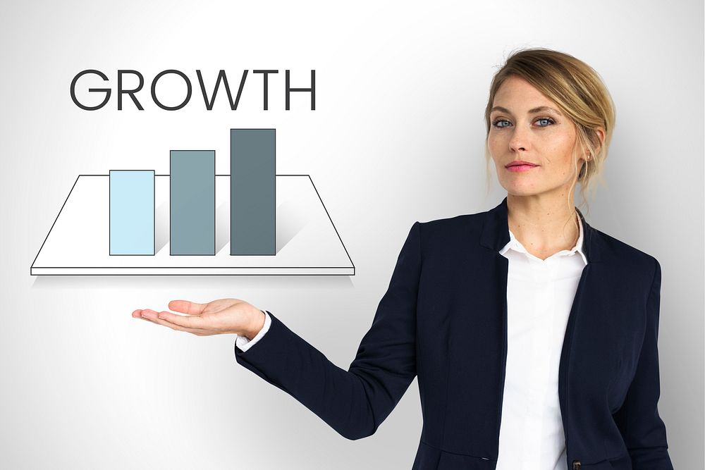 Businesswoman with analysis business graph illustration