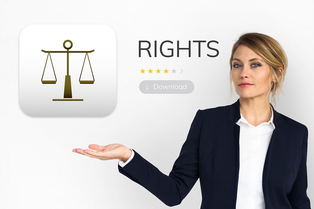 Businesswoman present law rights concept
