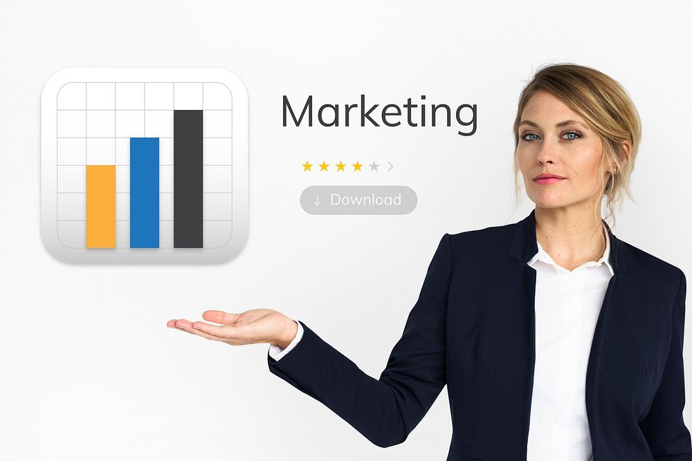 Businesswoman with analysis business chart illustration