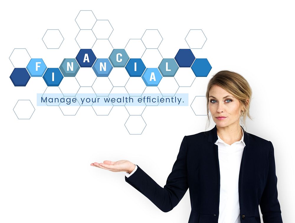 Businesswoman with economics financial transaction investment graphic