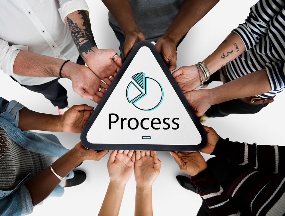 Hands holding a business process concept icon