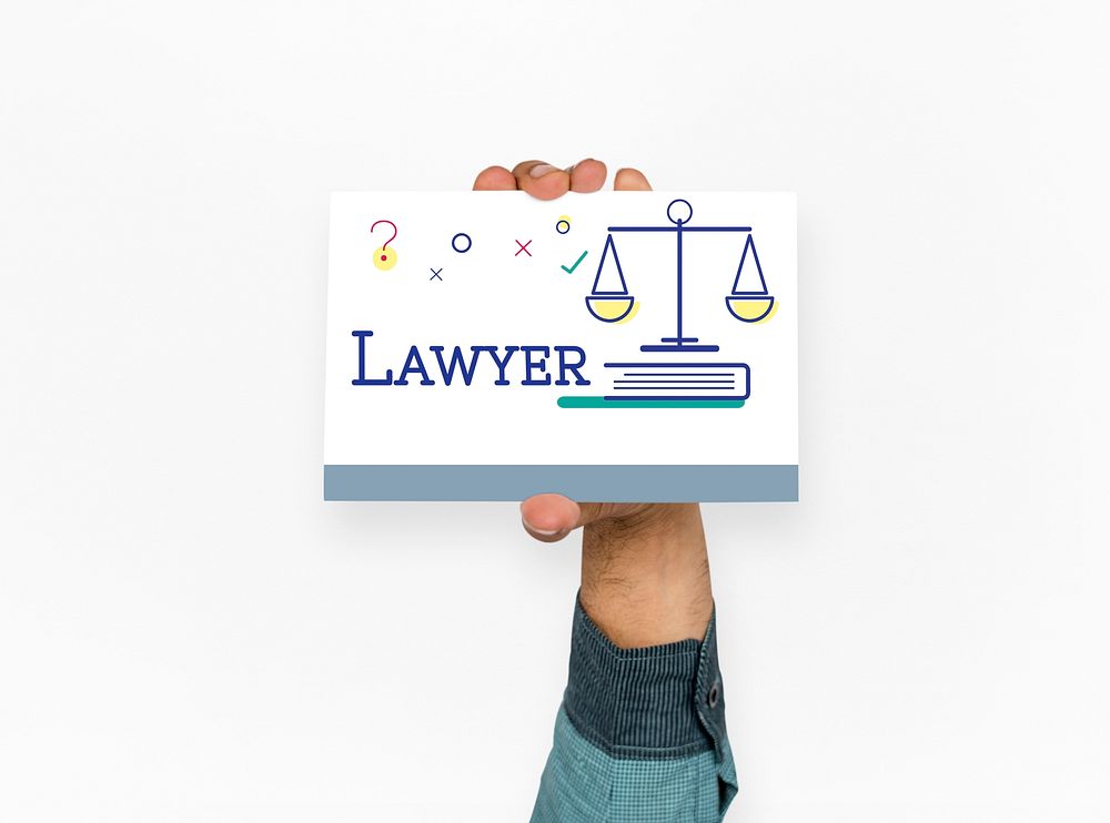 Hand holding paper with scale court lawyer icon