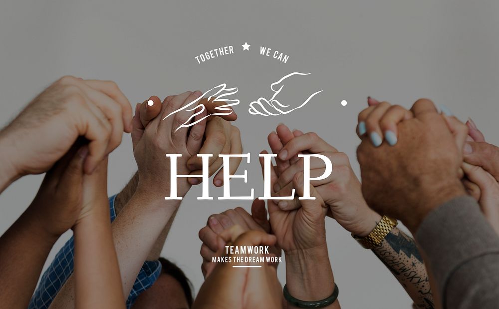 Helping Hands Volunteer Support Community Service Graphic