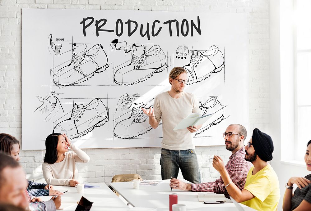 Shoe production procedure sketch drawing