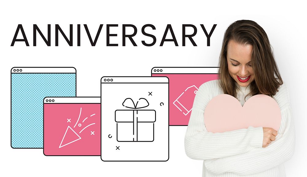Illustration of anniversary celebration surprise interface