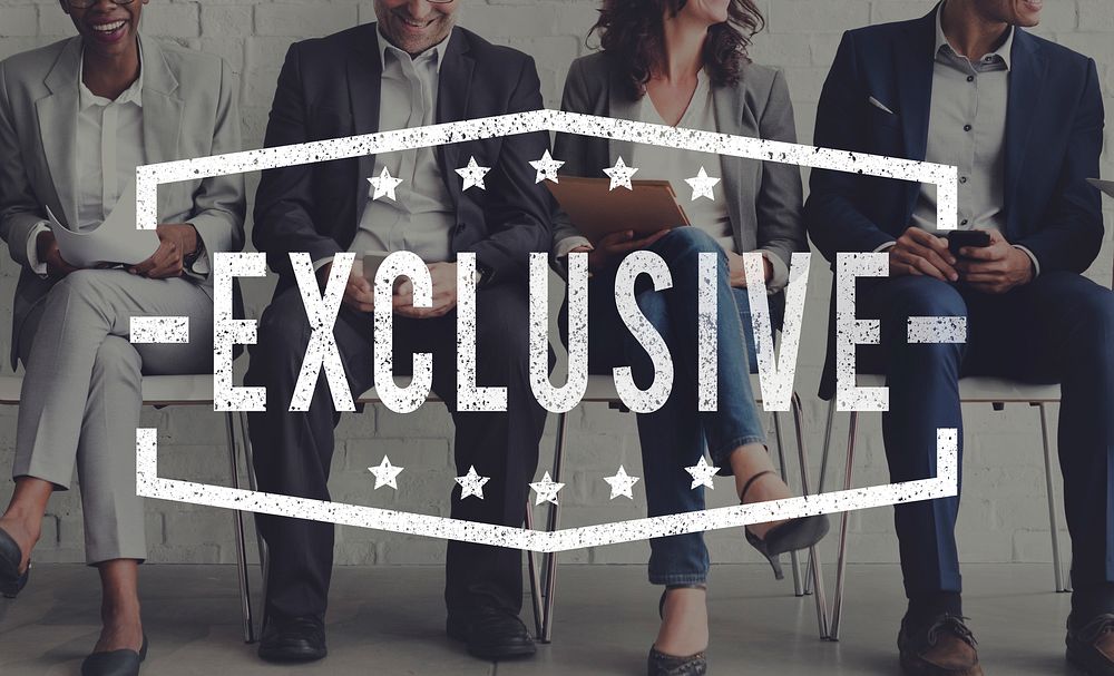 Exclusive typography, business people sitting photo