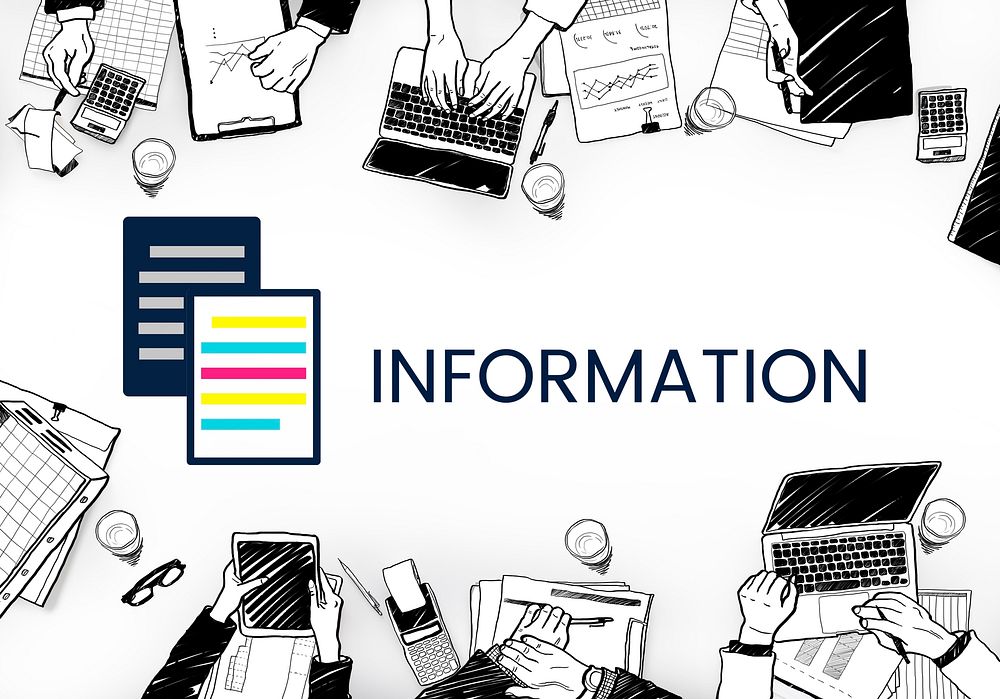 Information online concept with people using computers background