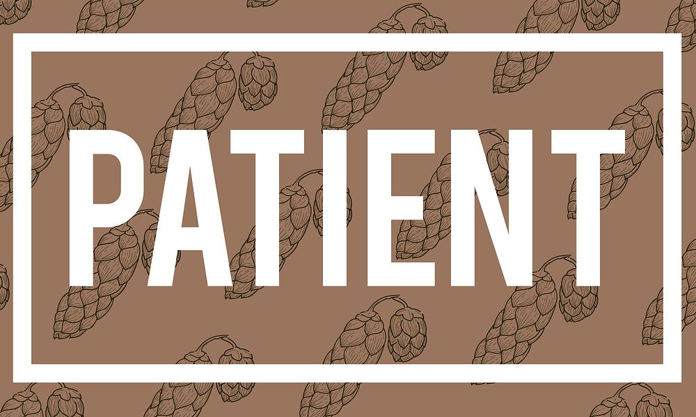 Illustration of patient word on brown background