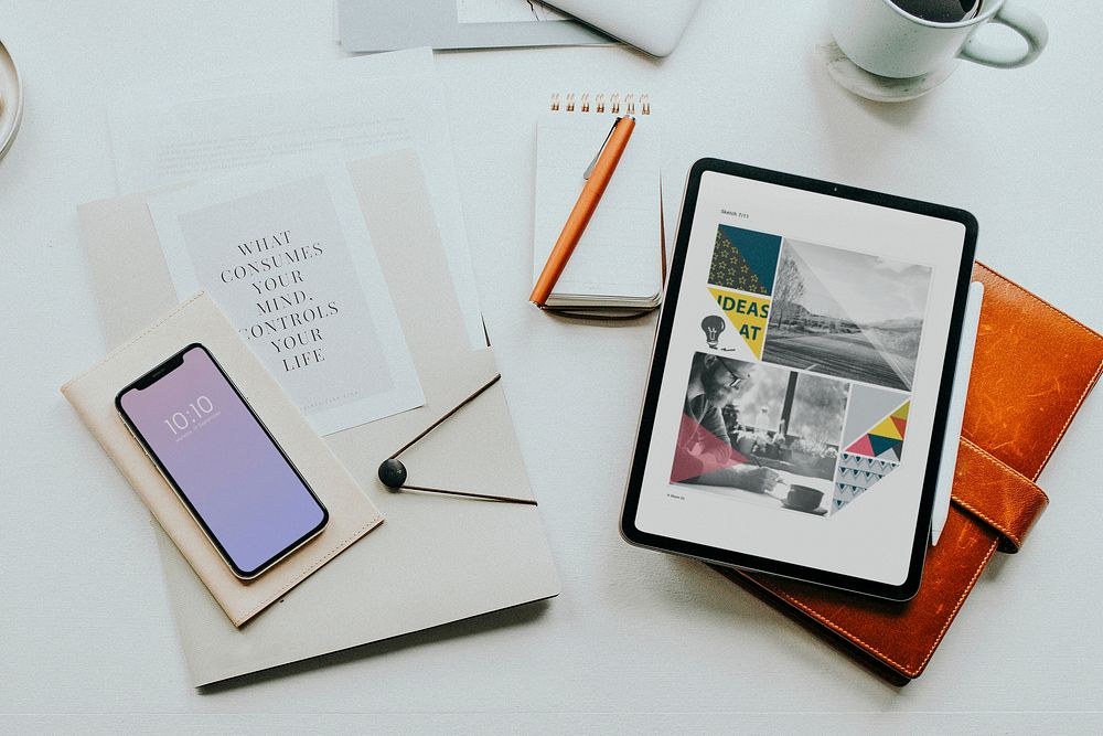 Digital tablet on a desk