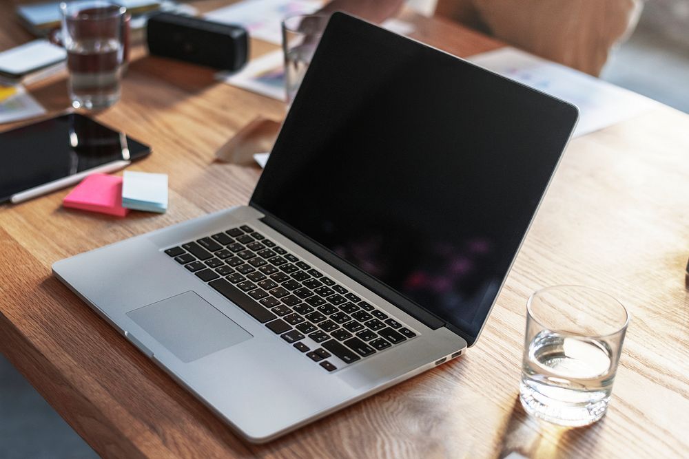 Blank laptop on an office table