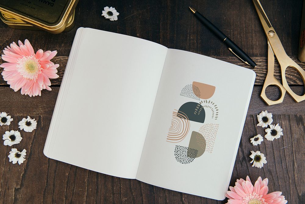 Blank floral abstract notebook