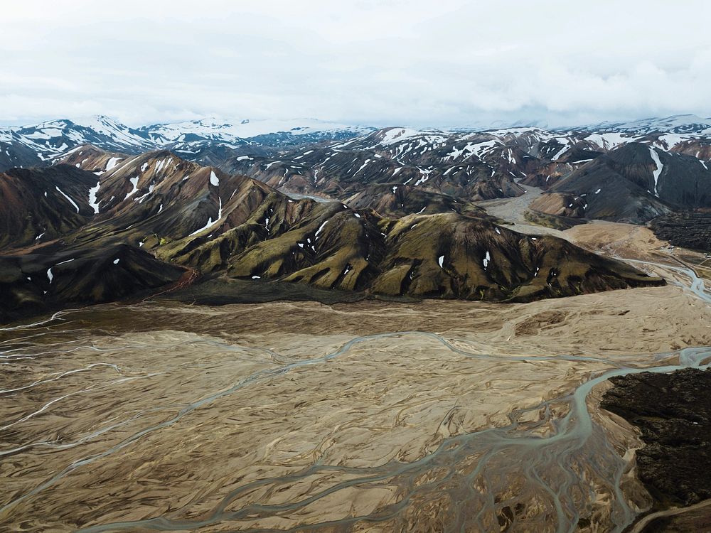View of Icelandic glacial river flow
