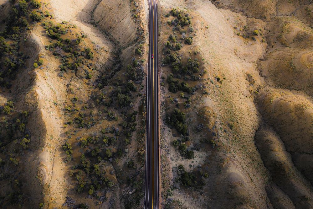 Drone shot of a scenic route