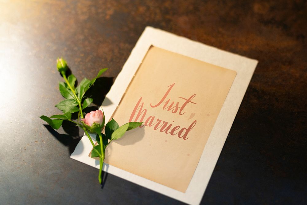 Just married floral card