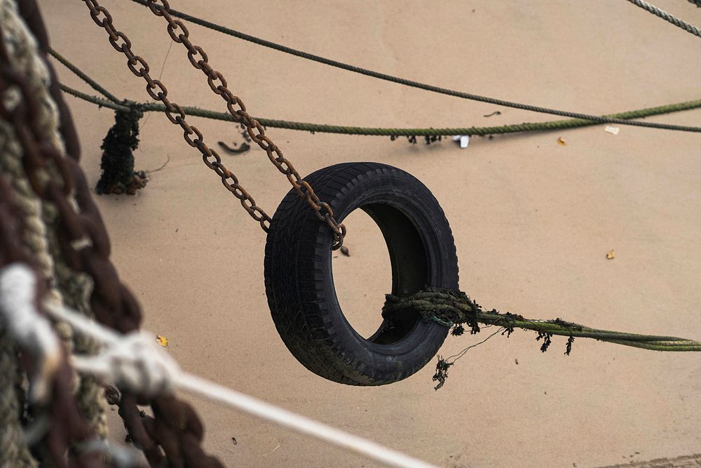 Dock tyre bumper on a pier