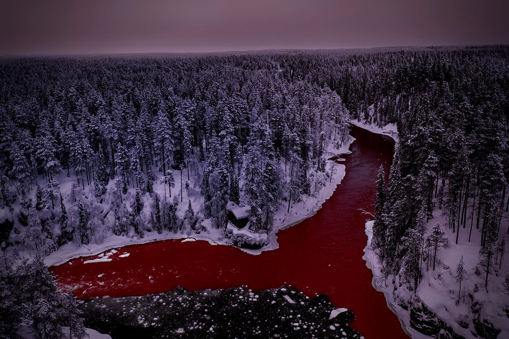 A river in winter at Oulanka National Park, Finland.