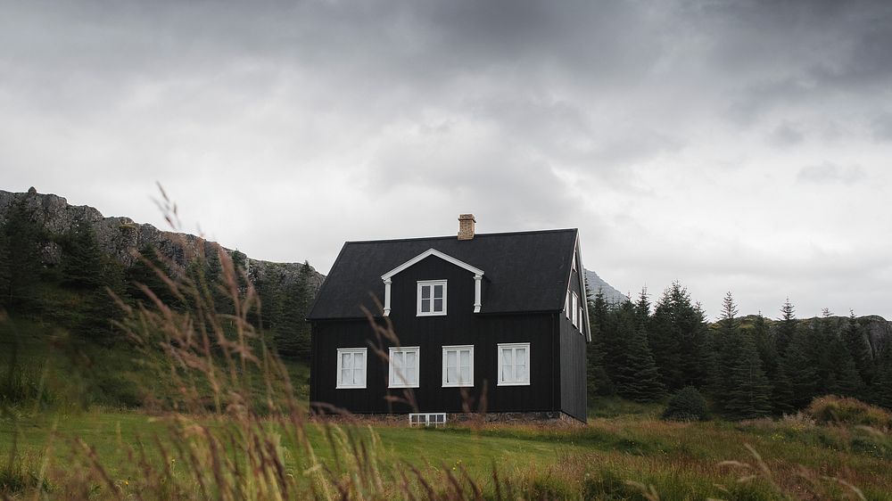Black lonely cabin in Iceland 