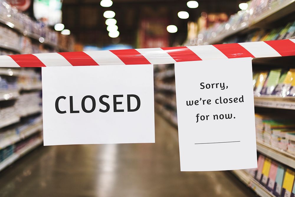 Shop temporarily closed sign during coronavirus pandemic