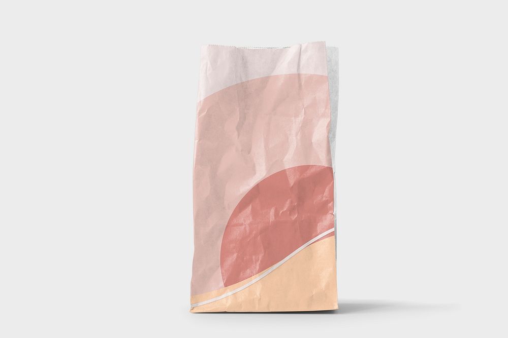 Pink recycle paper bag photo