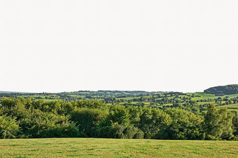 Green landscape border, grass field image