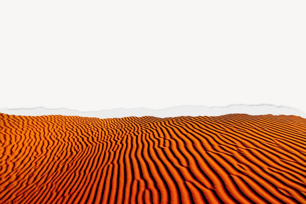 Orange desert background, ripped paper border