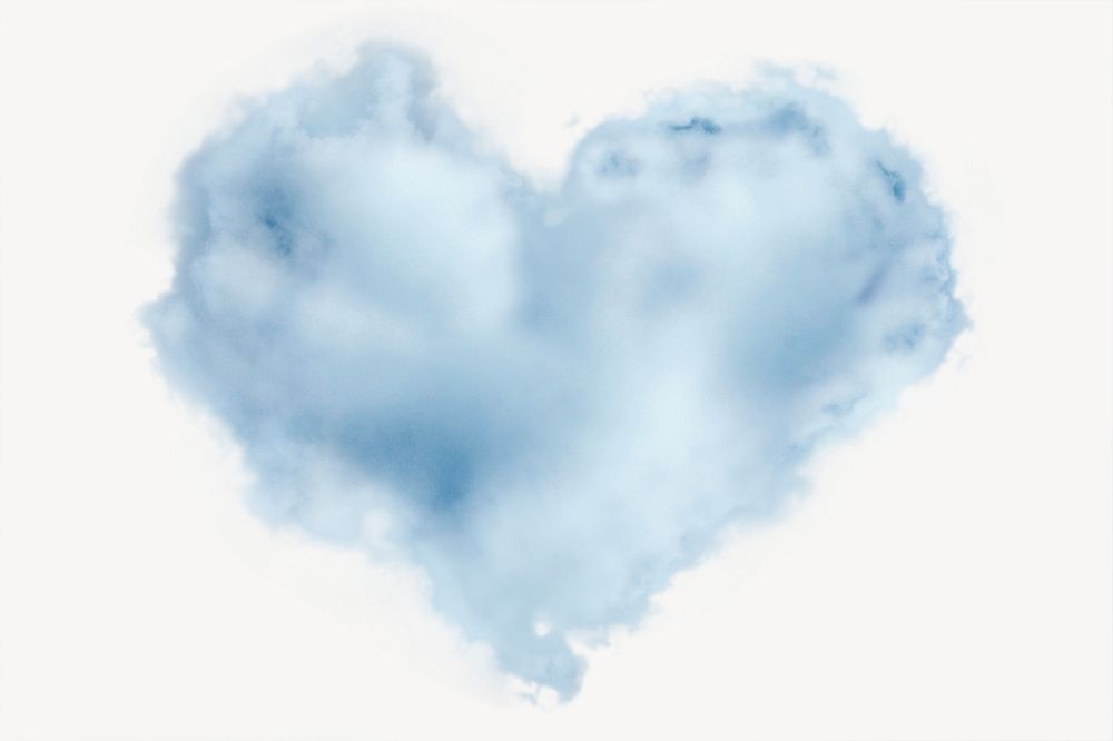 Heart cloud sticker, cute isolated image psd
