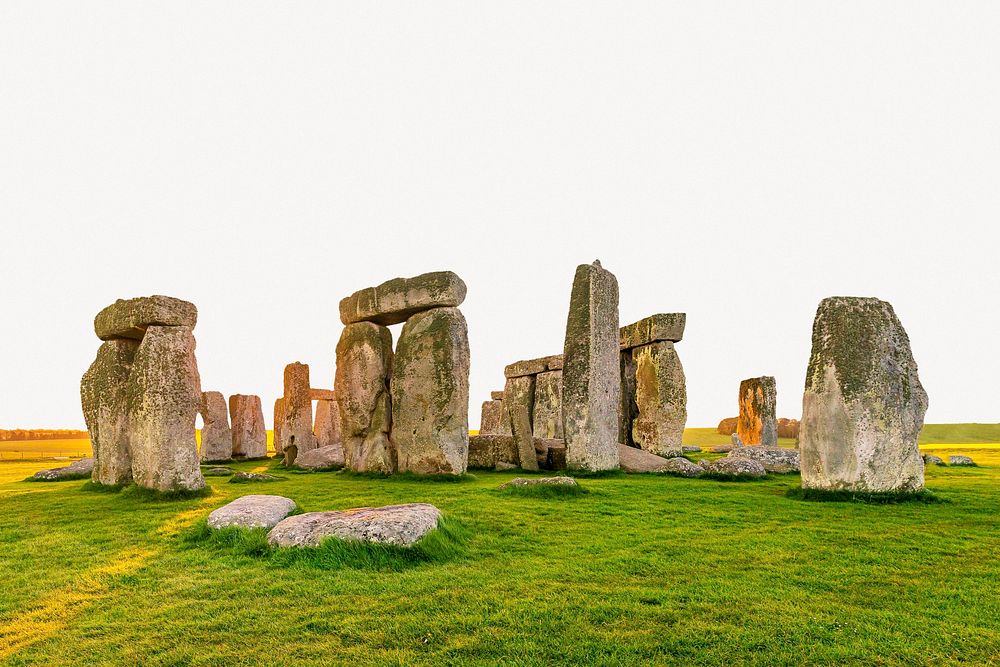 Famous landmark collage element, Stonehenge, psd