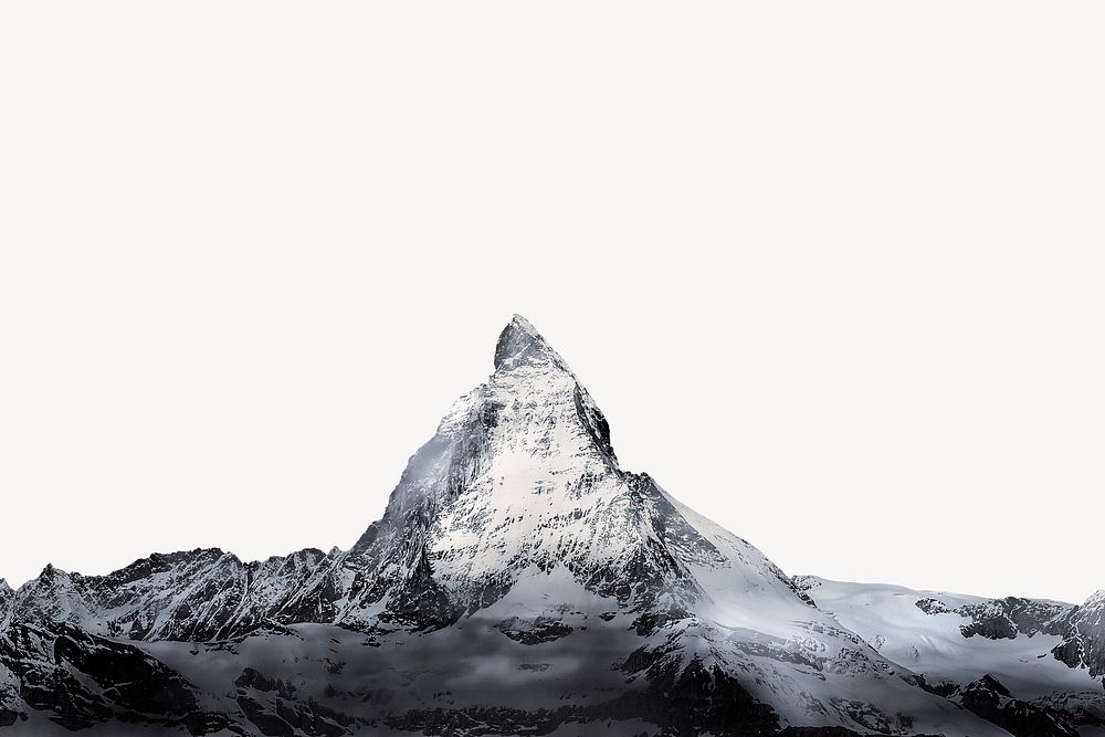 Snow mountain border, winter isolated image psd