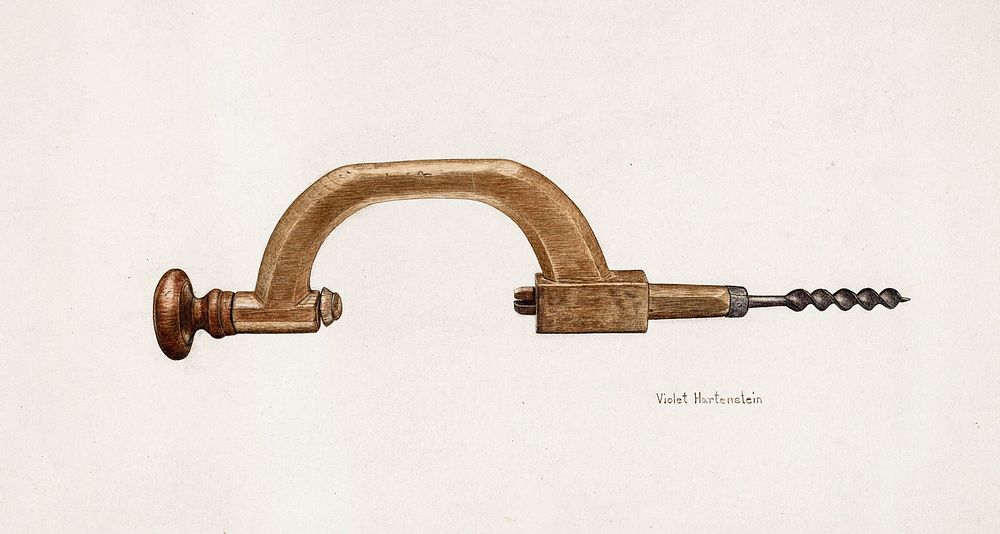 Brace and Bit (ca. 1941) by Violet Hartenstein. Original from The National Gallery of Art. Digitally enhanced by rawpixel.