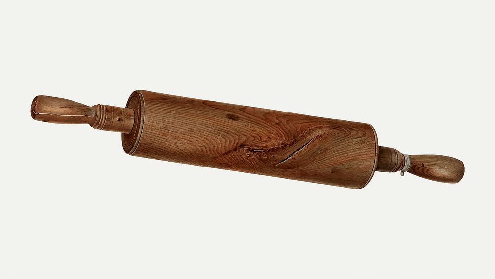 Vintage rolling pin illustration vector, remixed from the artwork by Albert Rudin