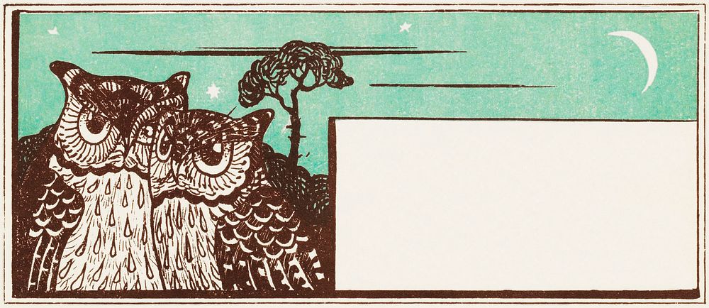 Vintage owl frame, remix from artworks by Theo van Hoytema