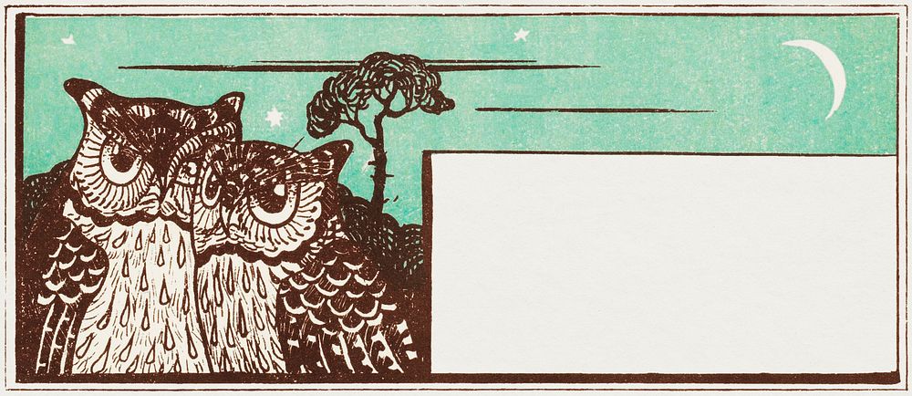 Vintage owl frame psd, remix from artworks by Theo van Hoytema