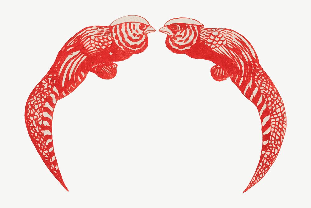 Vintage red rooster frame vector, remix from artworks by Theo van Hoytema