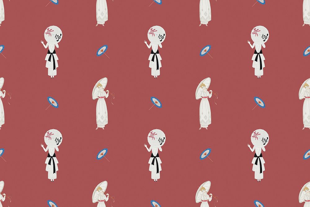 Vintage 1920's fashion pattern psd feminine background, remix from artworks by George Barbier