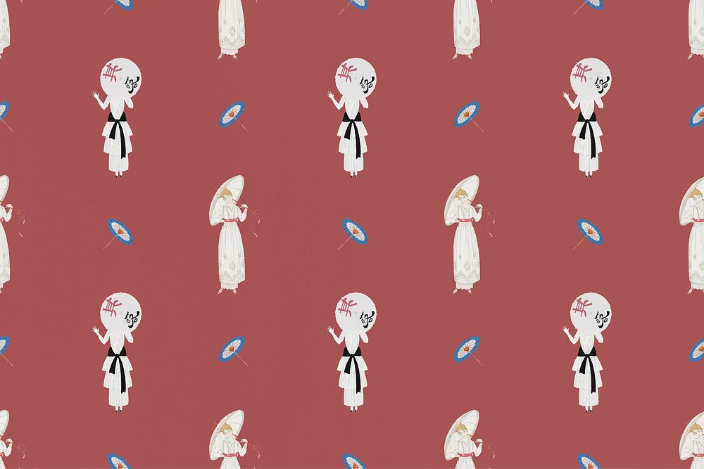 Vintage 1920's fashion pattern vector feminine background, remix from artworks by George Barbier