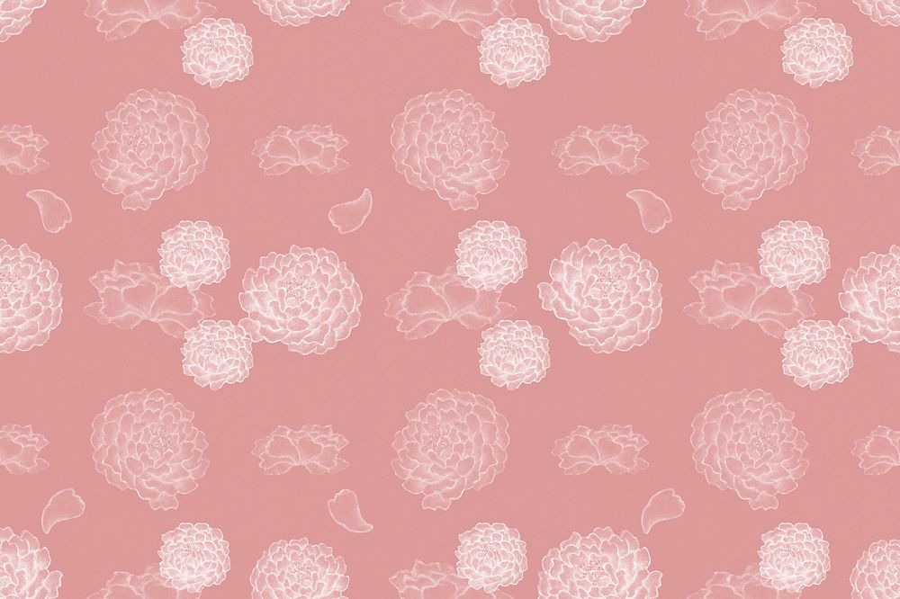 Peony floral pattern psd pink background, remix from artworks by Zhang Ruoai