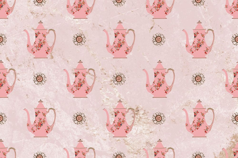 Vintage floral jug seamless pattern background, remixed from Noritake factory tableware design