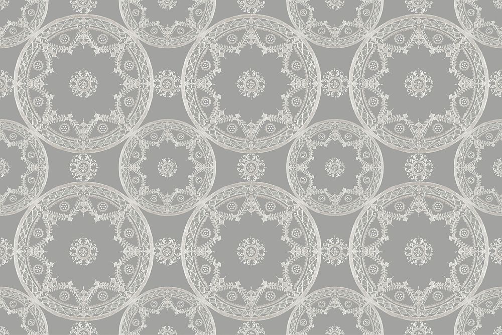 Vintage mandala pattern background vector in gray, remixed from Noritake factory china porcelain tableware design