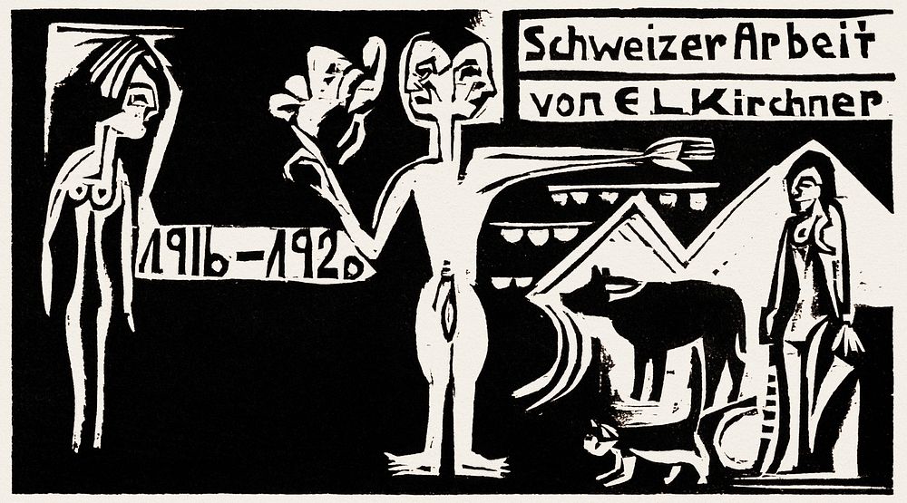 Exhibition of new paintings and graphics (ca.1916&ndash;1921) print in high resolution by Ernst Ludwig Kirchner. Original…