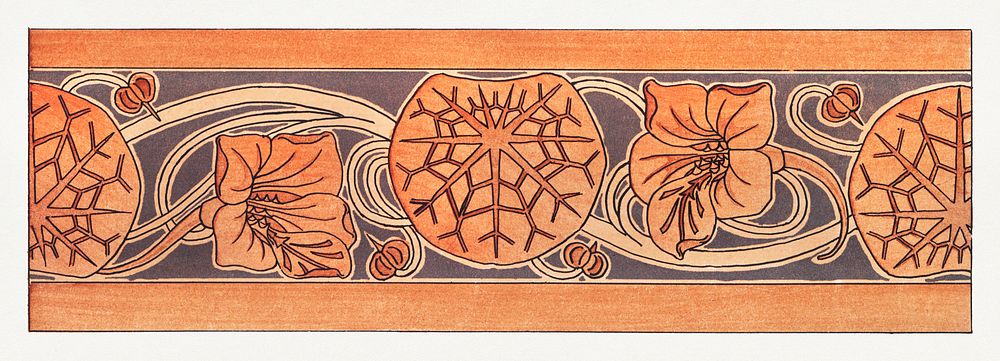 Art nouveau nasturtium flower pattern design resource
