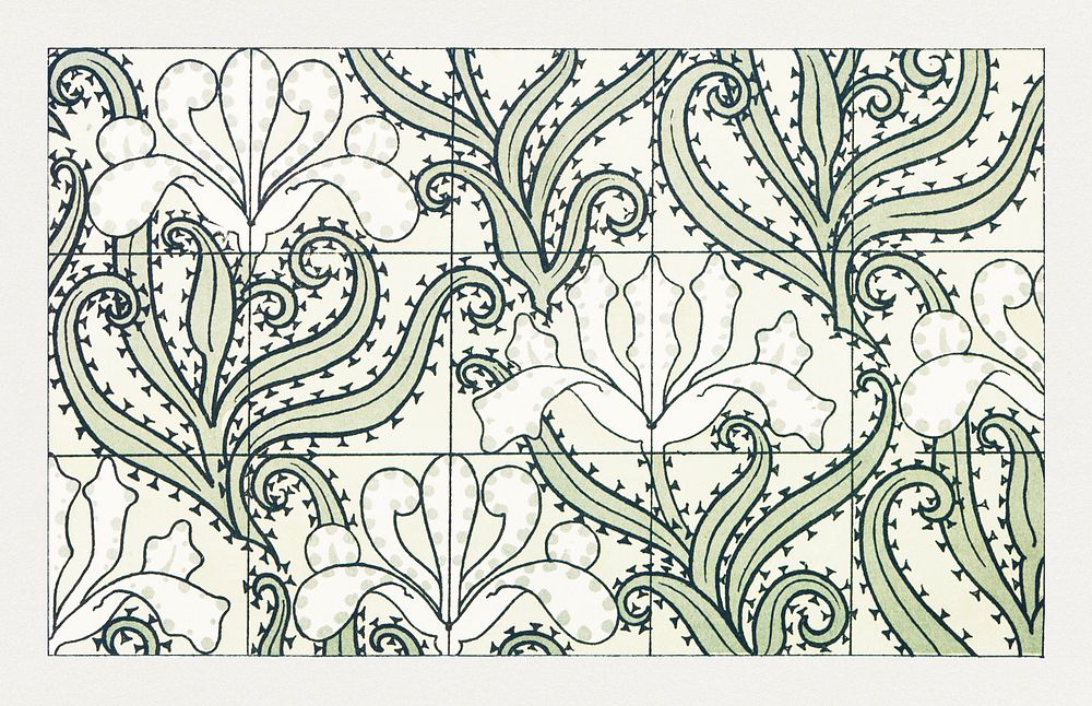 Art nouveau iris flower pattern design resource