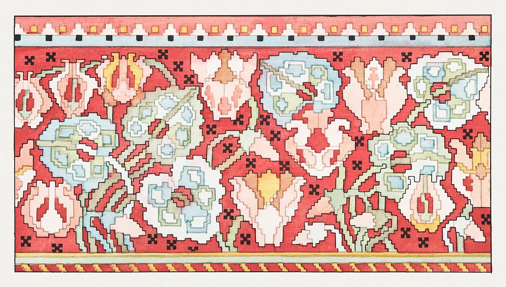Art nouveau cyclamen flower pattern design resource
