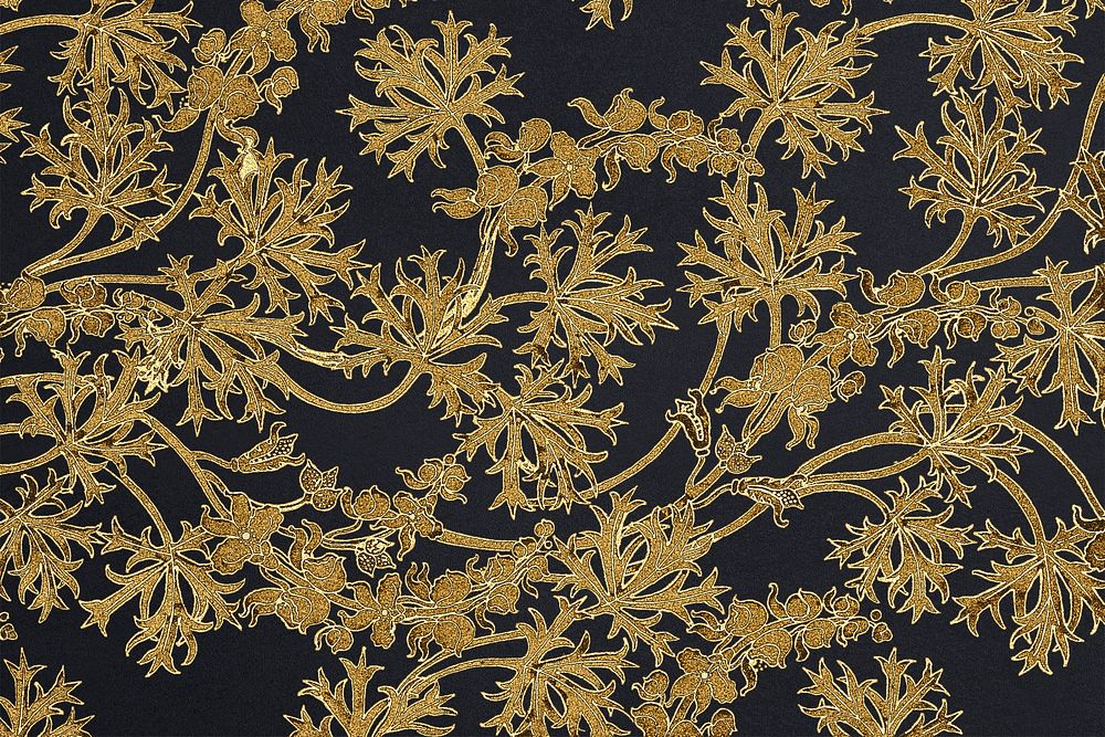 Gold monkshood flower pattern design element