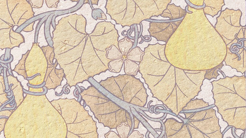 Art nouveau white&ndash;flowered gourd flower pattern design resource