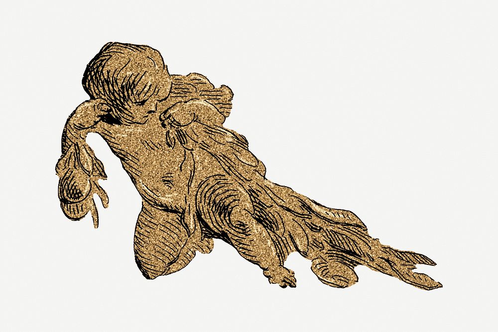 Gold cherub illustration