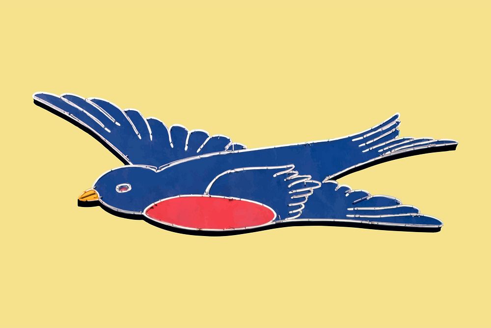 Blue bird vector sign, remixed from artworks by John Margolies
