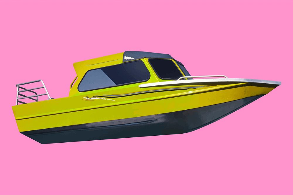 Yellow jet boat vector sign, remixed from artworks by John Margolies