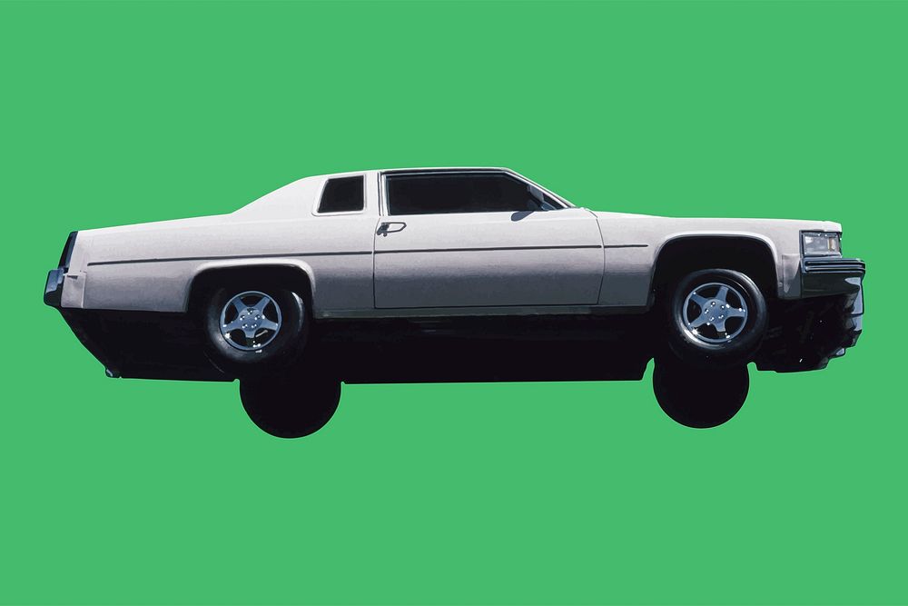 White car vector sign, remixed from artworks by John Margolies