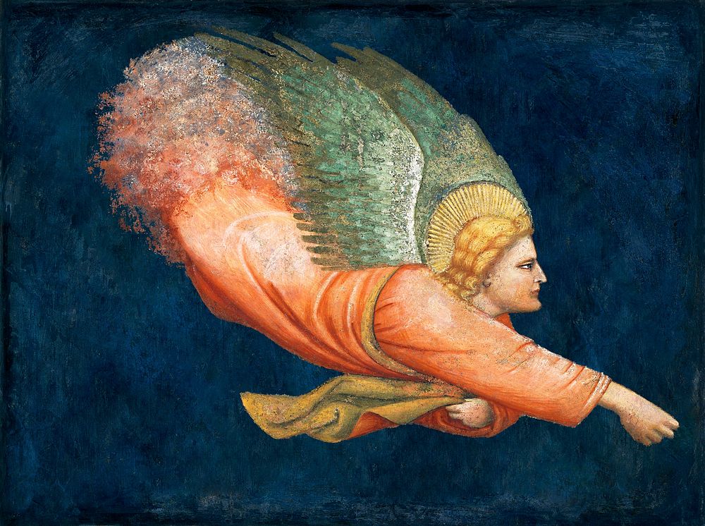 Vintage hand drawn fresco angel design element